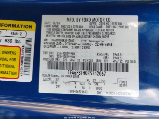 2024 FORD MUSTANG 1FA6P8TH0R5142067 Photo 8