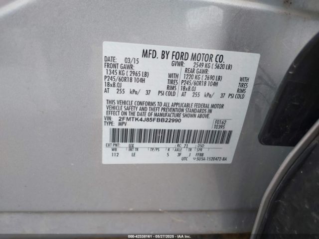 2FMTK4J85FBB22990 Ford EDGE SEL