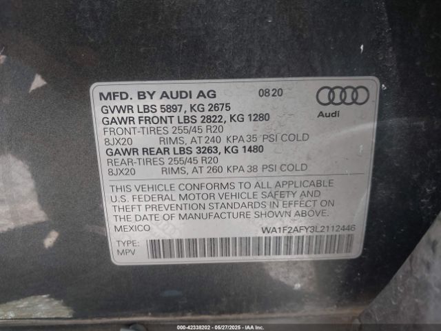 WA1F2AFY3L2112446 Audi Q5 E