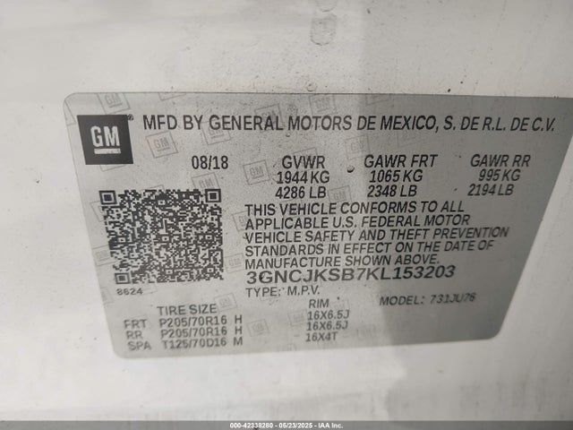 Chevrolet TRAX LS 2019 3GNCJKSB7KL153203 Image 9