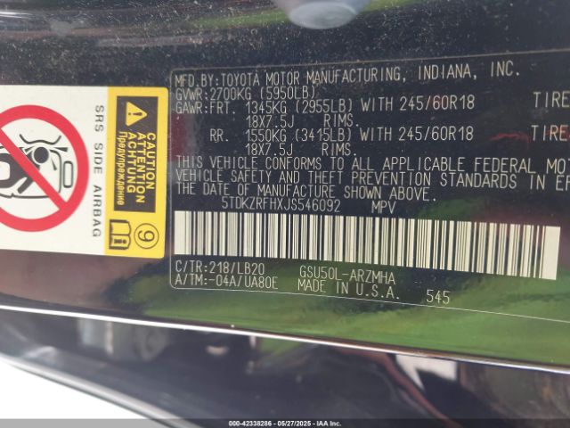 2018 TOYOTA HIGHLANDER 5TDKZRFHXJS546092 Photo 8