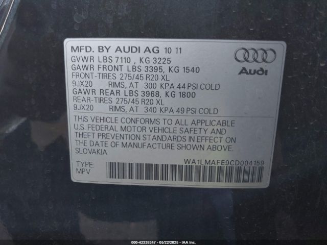 2012 AUDI Q7 WA1LMAFE9CD004159 Photo 8