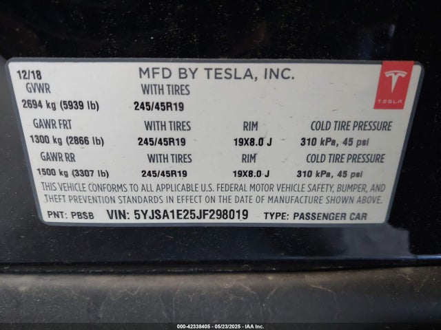 2018 TESLA MODEL S 5YJSA1E25JF298019 Photo 8