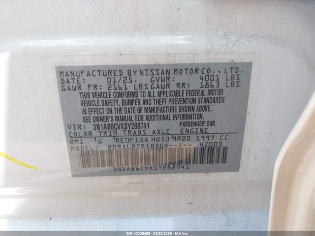Nissan SENTRA SV 2025 3N1AB8CVXSY288741 Image 9