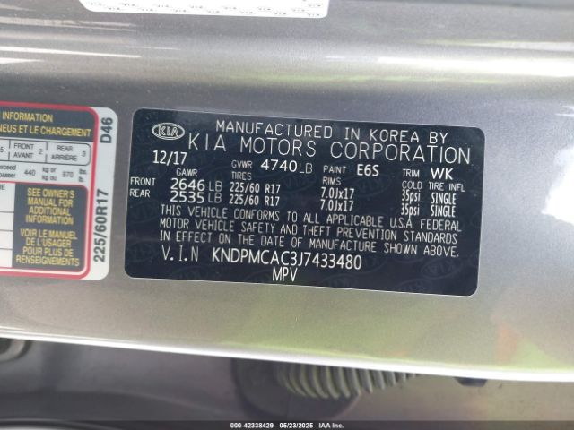 KNDPMCAC3J7433480 KIA gdi theta ii