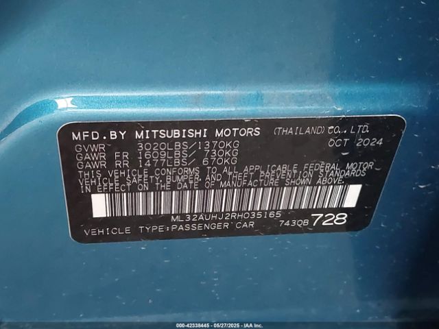 ML32AUHJ2RH035165 Mitsubishi Mirage Es/le