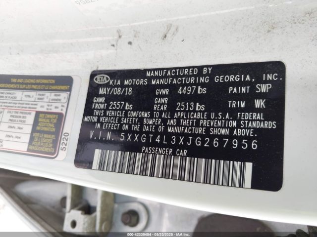 5XXGT4L3XJG267956 KIA gdi