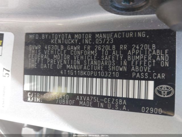 4T1G11BK0PU103210 Toyota Camry Se Awd