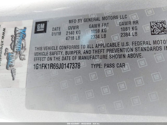 1G1FK1R69J0147378 Chevrolet lt4 - direct injection, sc, afm, variable valve timing, alum