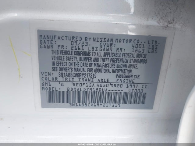 3N1AB8CV6RY217319 Nissan Sentra Sv Xtronic Cvt