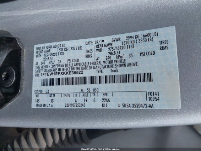 2019 FORD F-150 1FTEW1EPXKKE36622 Photo 8