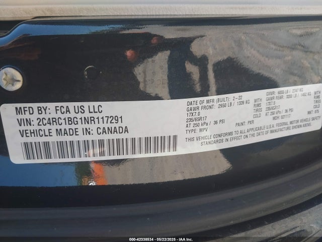 2C4RC1BG1NR117291 Chrysler Pacifica Touring L