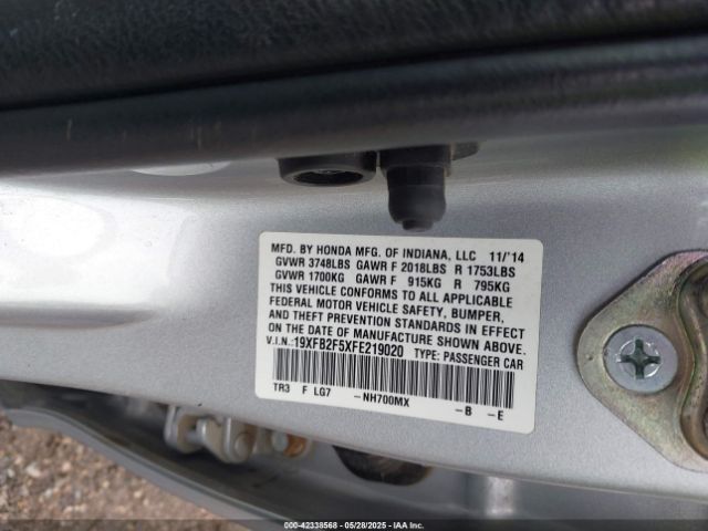 19XFB2F5XFE219020 Honda Civic Lx