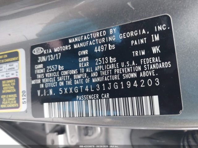 5XXGT4L31JG194203 KIA Optima Lx