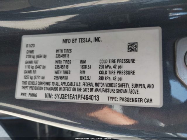 2023 TESLA MODEL 3 5YJ3E1EA1PF464013 Photo 8