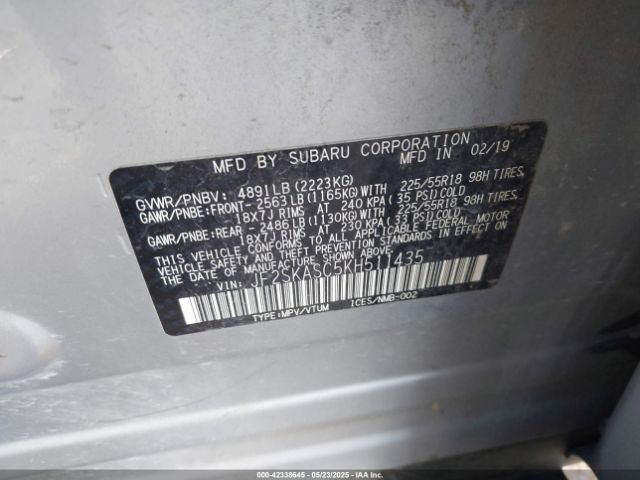 JF2SKASC5KH511435 Subaru Forester Limited