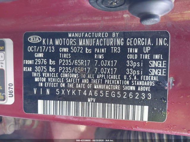 5XYKT4A65EG526233 KIA dohc t-gdi theta-ii