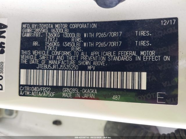 JTEBU5JR1J5535250 Toyota 1gr-fe