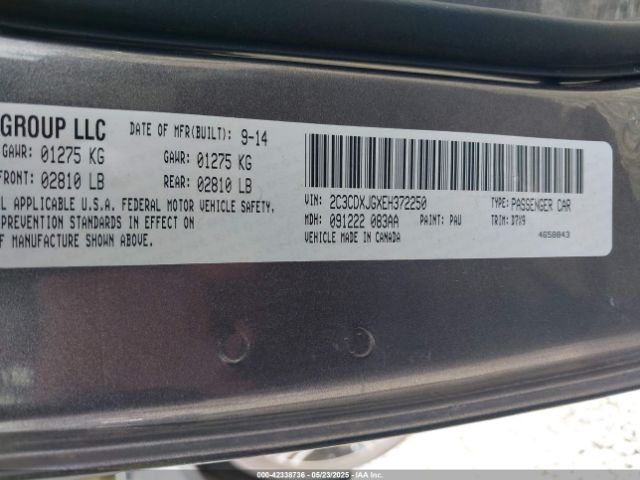 2C3CDXJGXEH372250 Dodge Charger Sxt