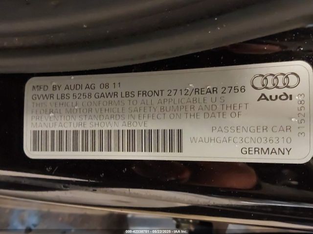 2012 AUDI A6 WAUHGAFC3CN036310 Photo 8