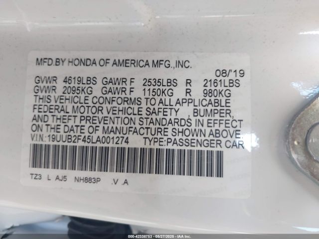 19UUB2F45LA001274 Acura Tlx Tech Package