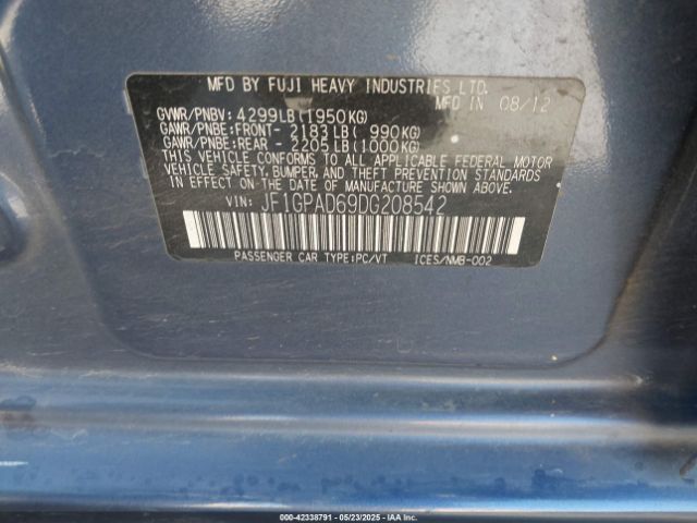 2013 SUBARU IMPREZA JF1GPAD69DG208542 Photo 8