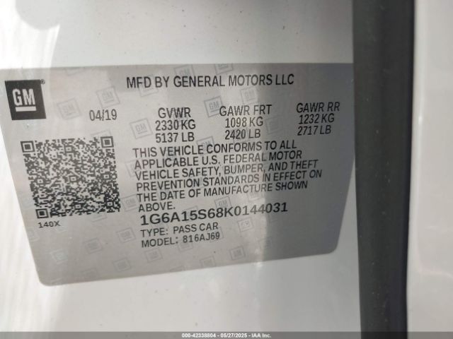 1G6A15S68K0144031 Cadillac lt4 - di: direct injection, sc, afm, vvt: variable valve timing, alum