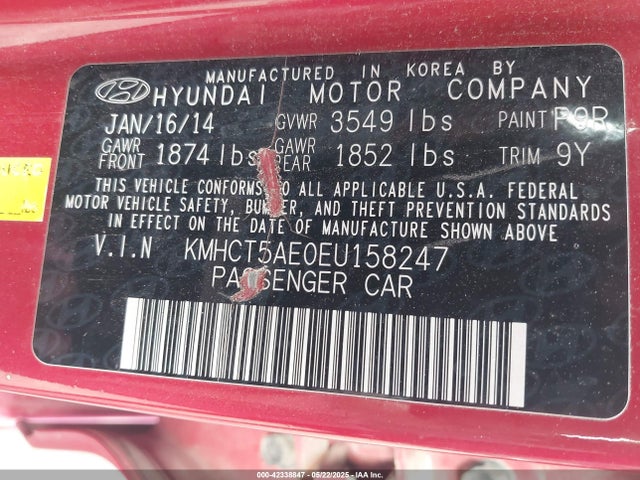 KMHCT5AE0EU158247 Hyundai dohc gdi gamma