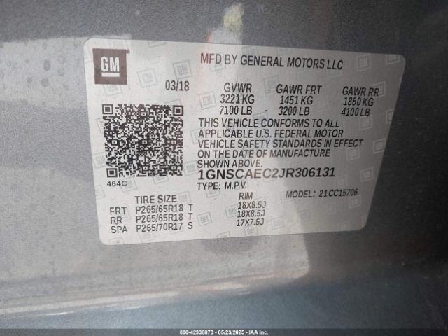 1GNSCAEC2JR306131 Chevrolet Tahoe Ls