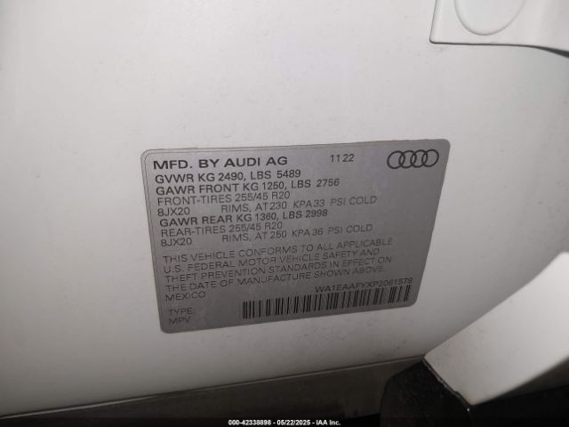 WA1EAAFYXP2061578 Audi Q5 Premium Plus 45 Tfsi S Line Quattro
