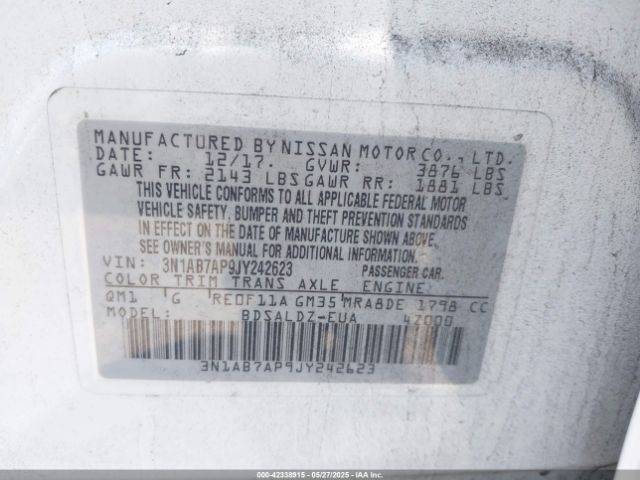 3N1AB7AP9JY242623 Nissan 2018
