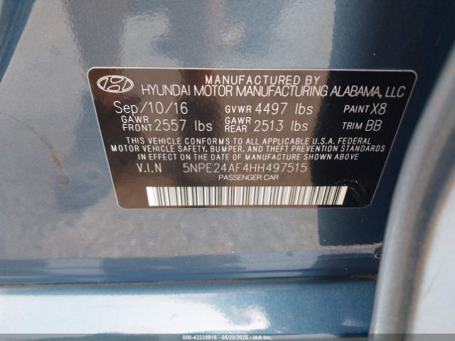 5NPE24AF4HH497515 Hyundai Sonata