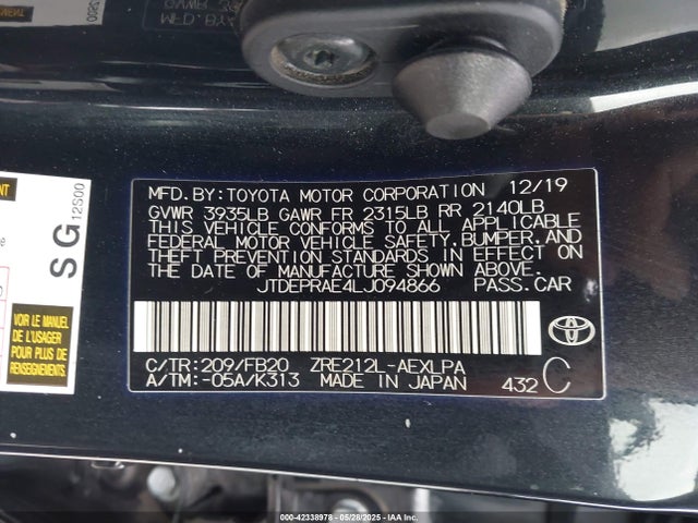 JTDEPRAE4LJ094866 Toyota 2zr-fae