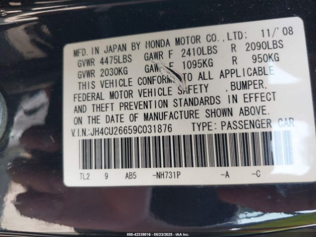 2009 ACURA TSX JH4CU26659C031876 Photo 8