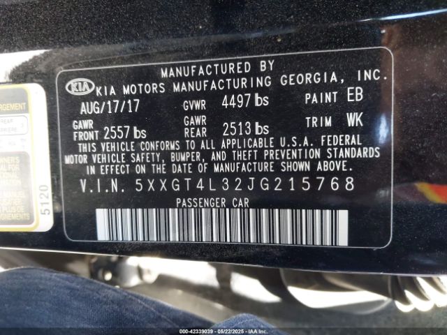 5XXGT4L32JG215768 KIA Optima Lx
