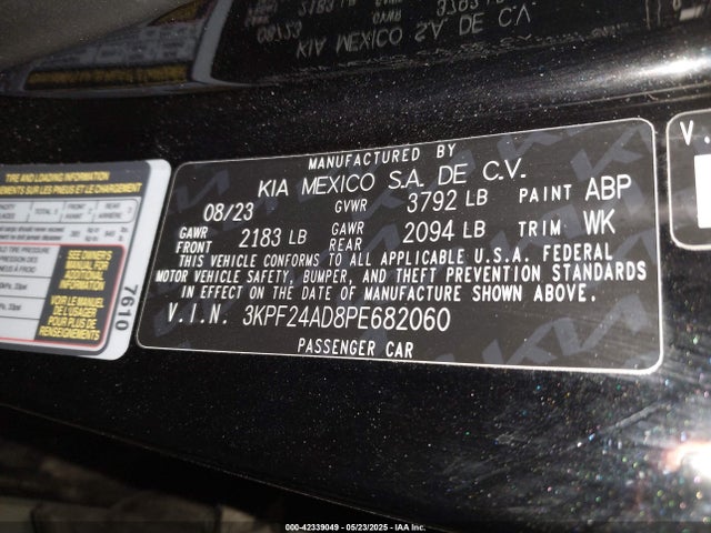 3KPF24AD8PE682060 KIA mpi nu