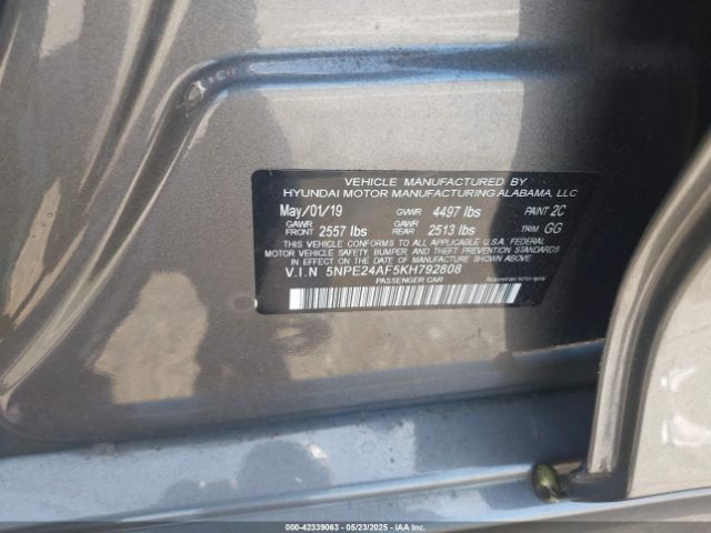 2019 HYUNDAI SONATA 5NPE24AF5KH792808 Photo 8