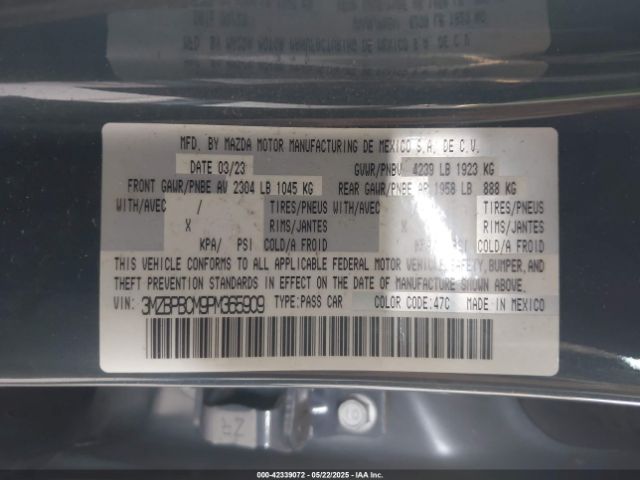 3MZBPBCM9PM365909 Mazda Mazda3 2.5 S Carbon Edition