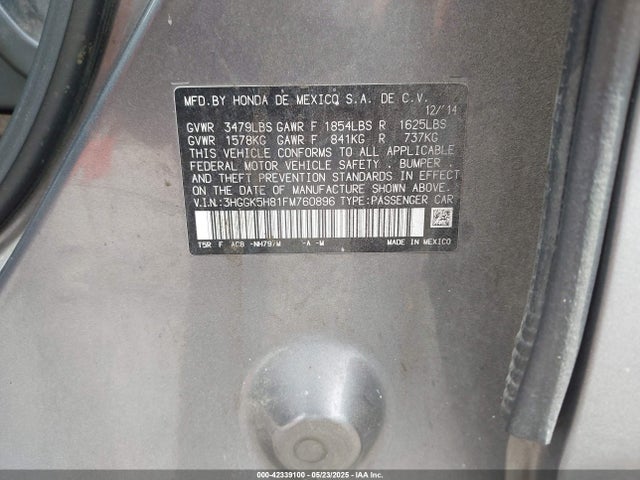 3HGGK5H81FM760896 Honda Fit Ex/ex-l