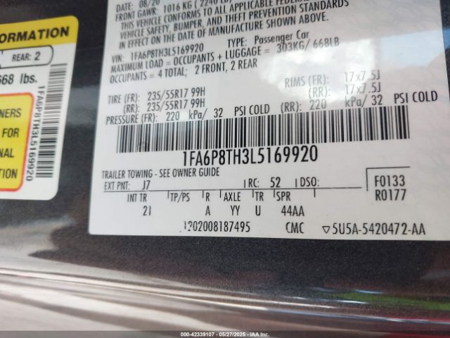2020 FORD MUSTANG 1FA6P8TH3L5169920 Photo 8
