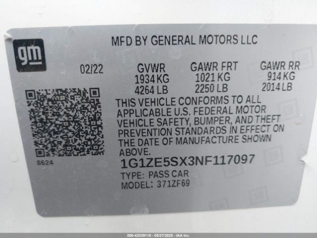 2022 CHEVROLET MALIBU 1G1ZE5SX3NF117097 Photo 8