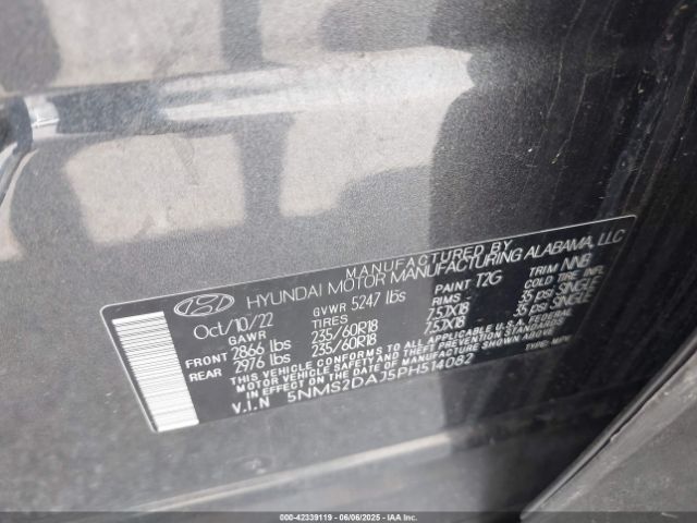 5NMS2DAJ5PH514082 Hyundai Santa Fe Sel