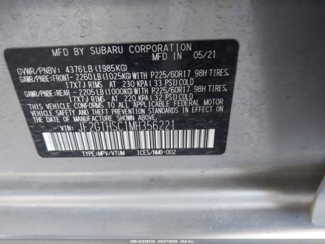 JF2GTHSC1MH356221 Subaru na