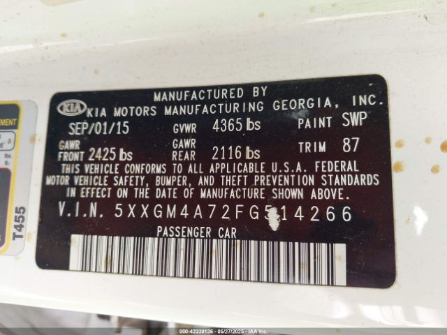 5XXGM4A72FG514266 KIA Optima Lx