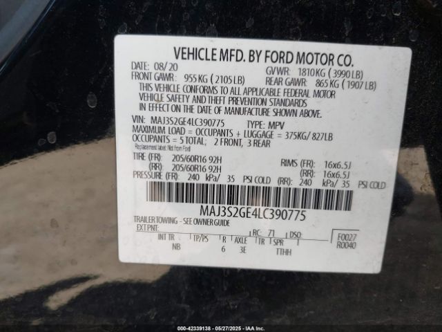 2020 FORD ECOSPORT MAJ3S2GE4LC390775 Photo 8