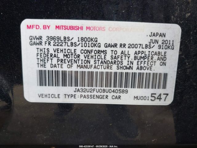2011 MITSUBISHI LANCER JA32U2FU0BU040589 Photo 8