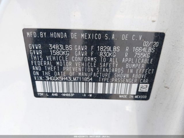 2020 HONDA FIT 3HGGK5H43LM711854 Photo 8