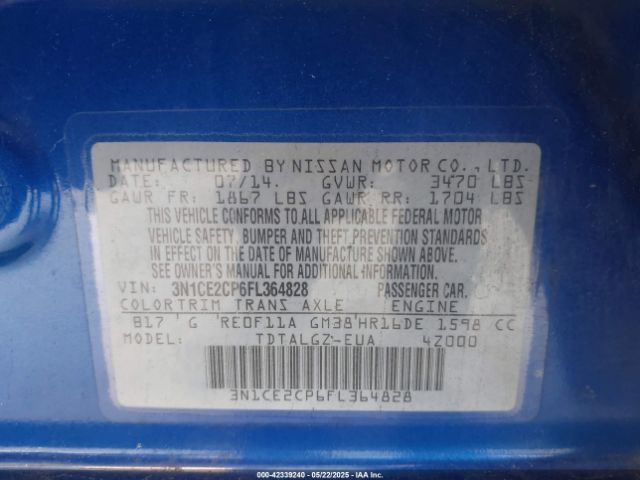 3N1CE2CP6FL364828 Nissan Versa Note Sr