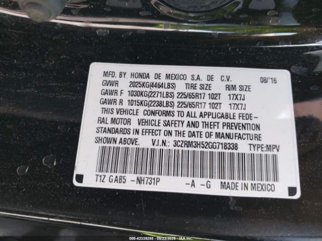 3CZRM3H52GG718338 Honda CR-V EX