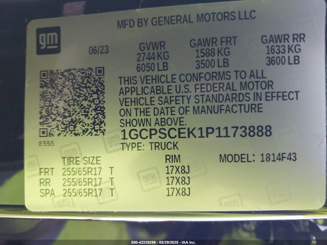 1GCPSCEK1P1173888 Chevrolet l3b
